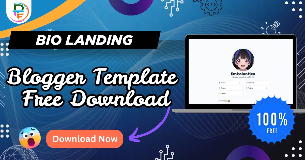 Bio Landing Page Premium Blogger template free download 2026 landing page theme