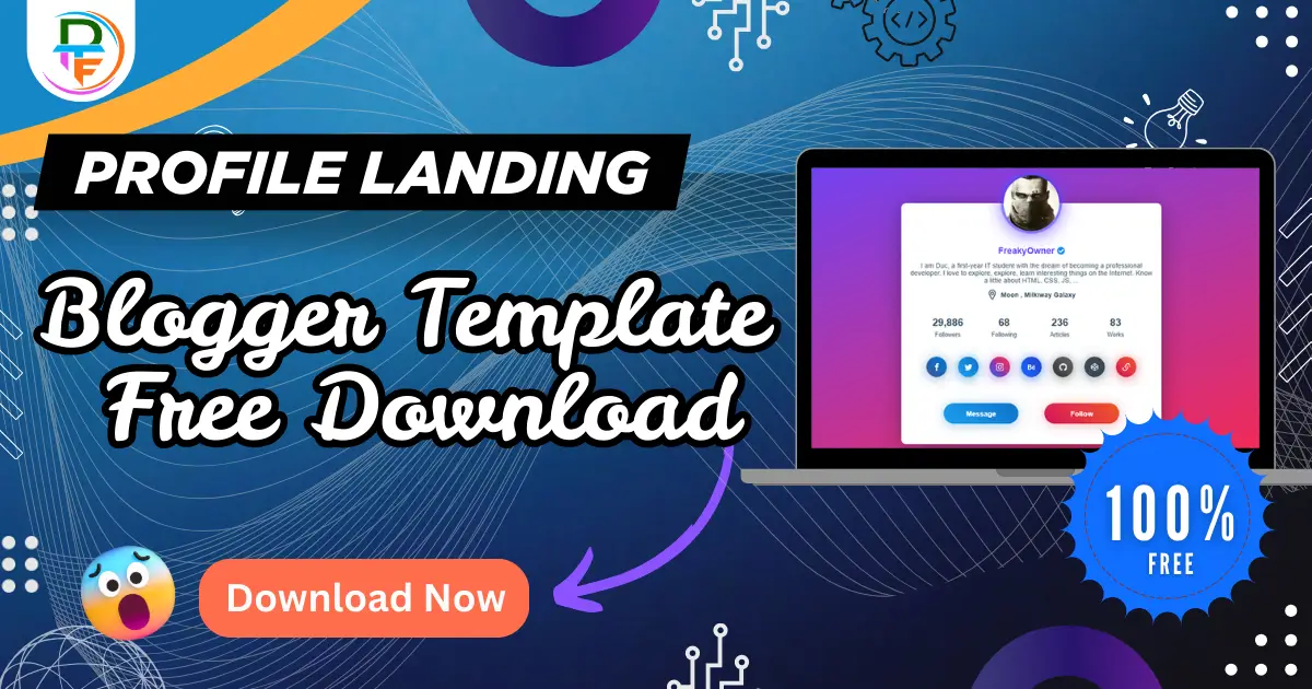 Profile Landing Page Premium Blogger template free download 2026